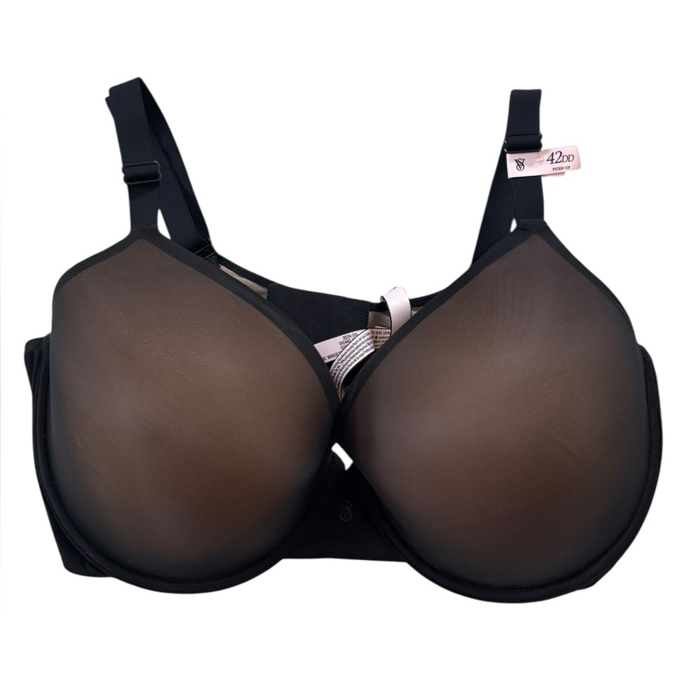 NWT Victoria’s Secret Push Up Bra 42DD black with beige underlay underwire